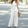thumbnail image 2 of Women's Solid Color Halter Neck Sleeveless Top and Loose Wide Leg Pants Set Boho Casual Two Piece Outfit XL, 2 of 7