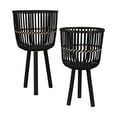 thumbnail image 1 of Sagebrook Home 14780-04 S/2 BAMBOO FOOTED PLANTERS 28/22", BLACK, 1 of 4