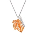 thumbnail image 1 of Delight Jewelry Acrylic Medium Triple Leaf Pearly Orange Silvertone Guardian Angel Bar Charm Necklace, 23", 1 of 4