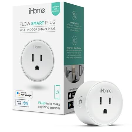 iHome Smart Plug Works with Alexa and Google Home  App Control  10 Amps - (Single Pack) White