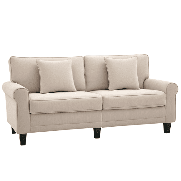 HOMCOM Modern 3-Seater Sofa Corduroy Sofa Couch with Rolled Armrest Beige