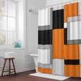 thumbnail image 5 of Orange Black Patchwork Fabric Shower Curtain Abstract Art Washable Shower Curtains for Bathroom, Waterproof Bath Curtain with Hooks Home Decor 72x72in, 5 of 8