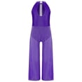 thumbnail image 3 of iiniim One Piece Rompers Overall for Girls Rhinestones Dance Bodysuit Disco Party Wide Leg Pants Playsuit Purple 8, 3 of 4