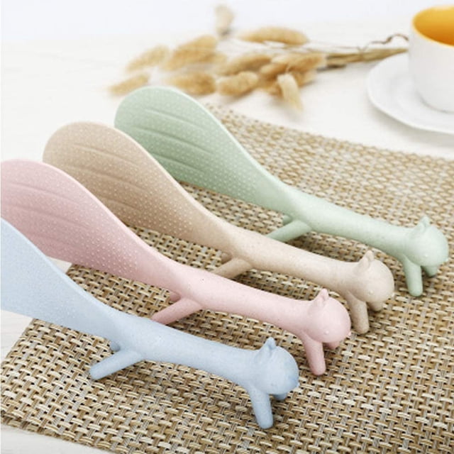 Utensilios de cocina creativos para el hogar de 4 piezas, cuchara de pie con forma de ardilla encantadora, cuchara de arroz antiadherente, platos de olla arrocera de moda, pala de cuchara llena Fason WMPH-945