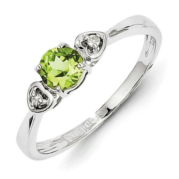 Primal Silver Sterling Silver Rhodium Diamond and Peridot Round Ring