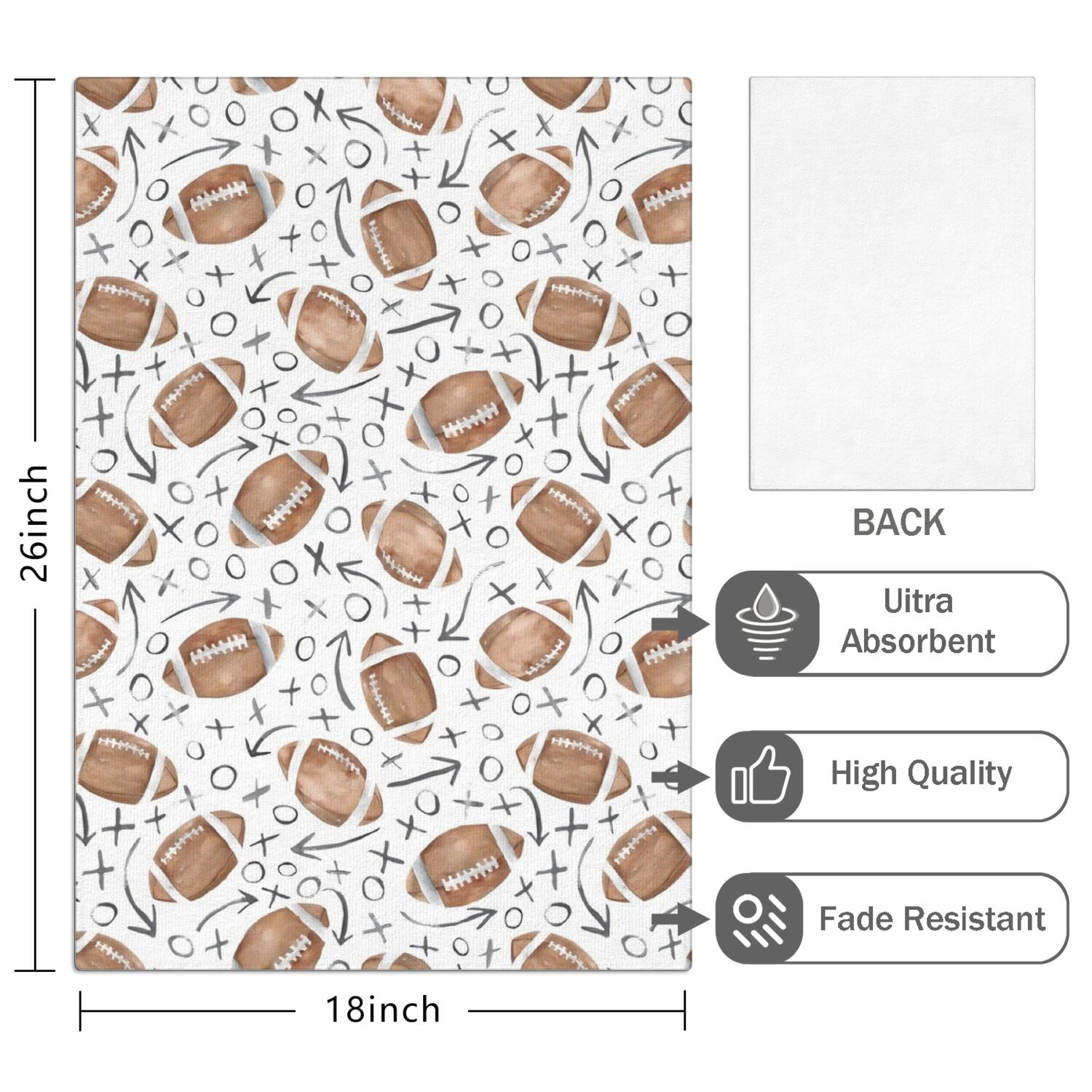 6 Pcs Funny Kitchen Towels,Football with Symbols Pattern Microfiber Dish Towels,Kitchen Tea Towels,Kitchen Towel Set (18" X 26")