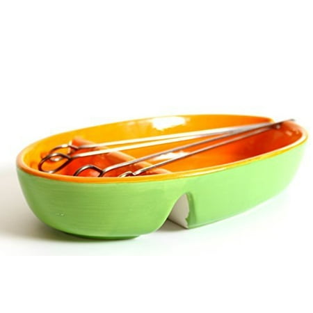 Stoneware Indian Serving Dish, Use for Shish Kabob and as a Party Serving Platter, Measures 12 inches - Exclusive by Uno