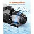 thumbnail image 3 of VEVOR Pompe de Piscine hors Terre 1,5 HP à une Vitesse 122 GPM 3450 Tr/min 220 V, 3 of 9