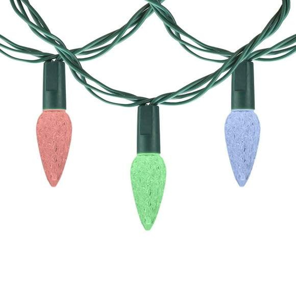 Jeu de 200 lumières C6 en multicolore, fil vert