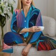 thumbnail image 6 of Rateoe Vibrant Fluid Motion Art Pattern Womens Pajamas Set Long Sleeve Sleepwear Button Down Nightwear Soft Cotton Pj Lounge Sets-XX-Large, 6 of 7