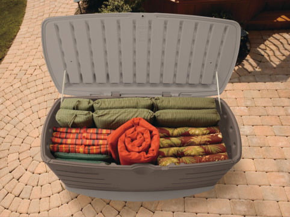 Rubbermaid Outdoor Large Deck Box with Seat, Green, 90 Gallon - image 4 of 5