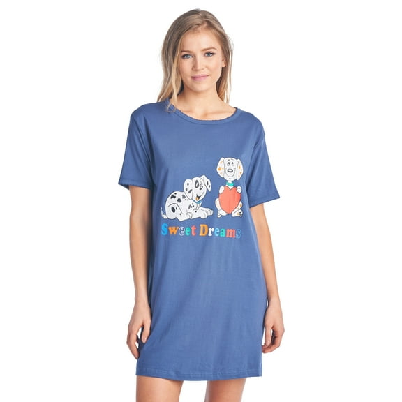 Casual Nights Women's Short Sleeve Printed Scoop Neck Sleep Tee - Denim Blue