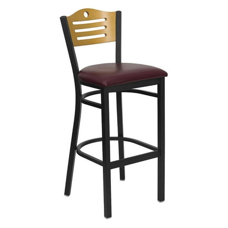 Metal Cut Out Bar Stool 32", Black, Natural and Burgundy