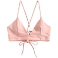 thumbnail image 1 of Women's Basic Criss Cross Push Up Bikini Tops Textured Spaghetti Straps Wire Free Bathing Suit Top, 1 of 9