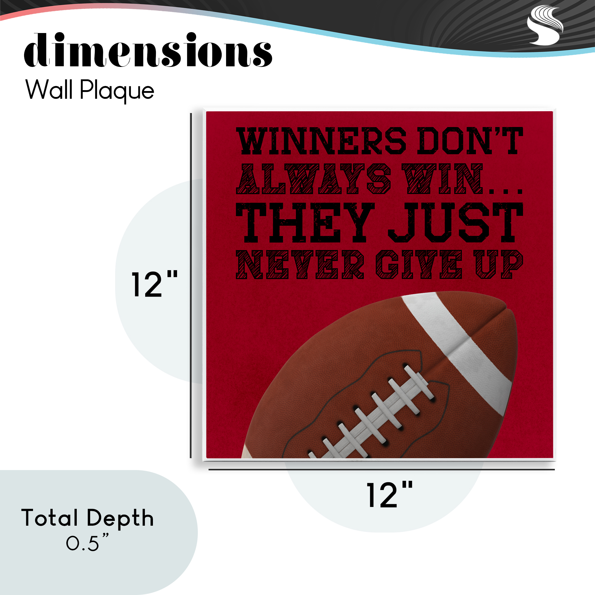 Winners Never Give Up Wall Plaque Art, design by Marcus Prime