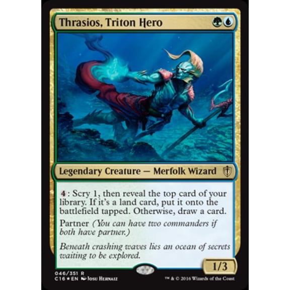 Magic the Gathering - Commander 2016 Edition - Thrasios, Triton Hero Light Play Foil