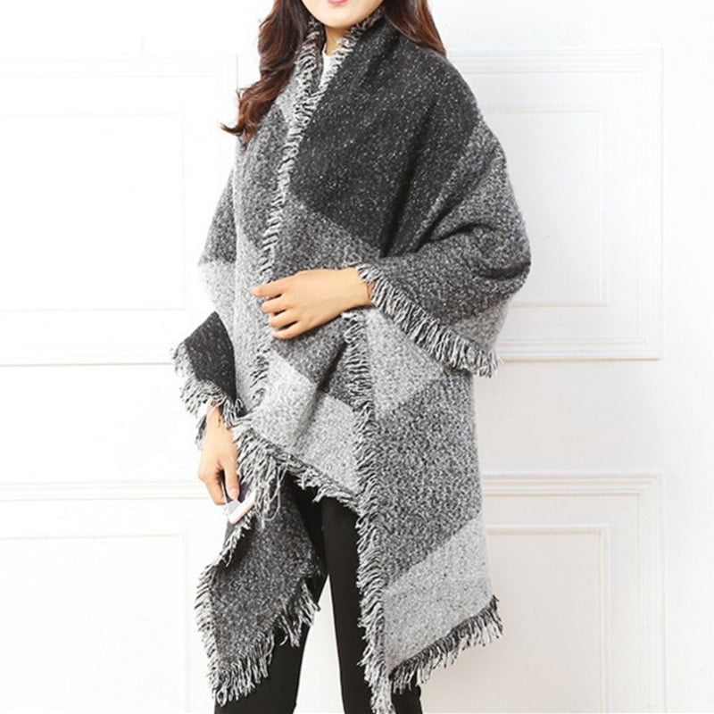 Fringed Lightweight Scarf Large Warm Cozy Blanket Soft Shawl Checked Winter  Scarfs for Women - Walmart.com