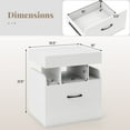 thumbnail image 3 of Gymax Nightstand w/ Charging Station Drawer & Sliding Top Storage Tray Open Shelves White, 3 of 10