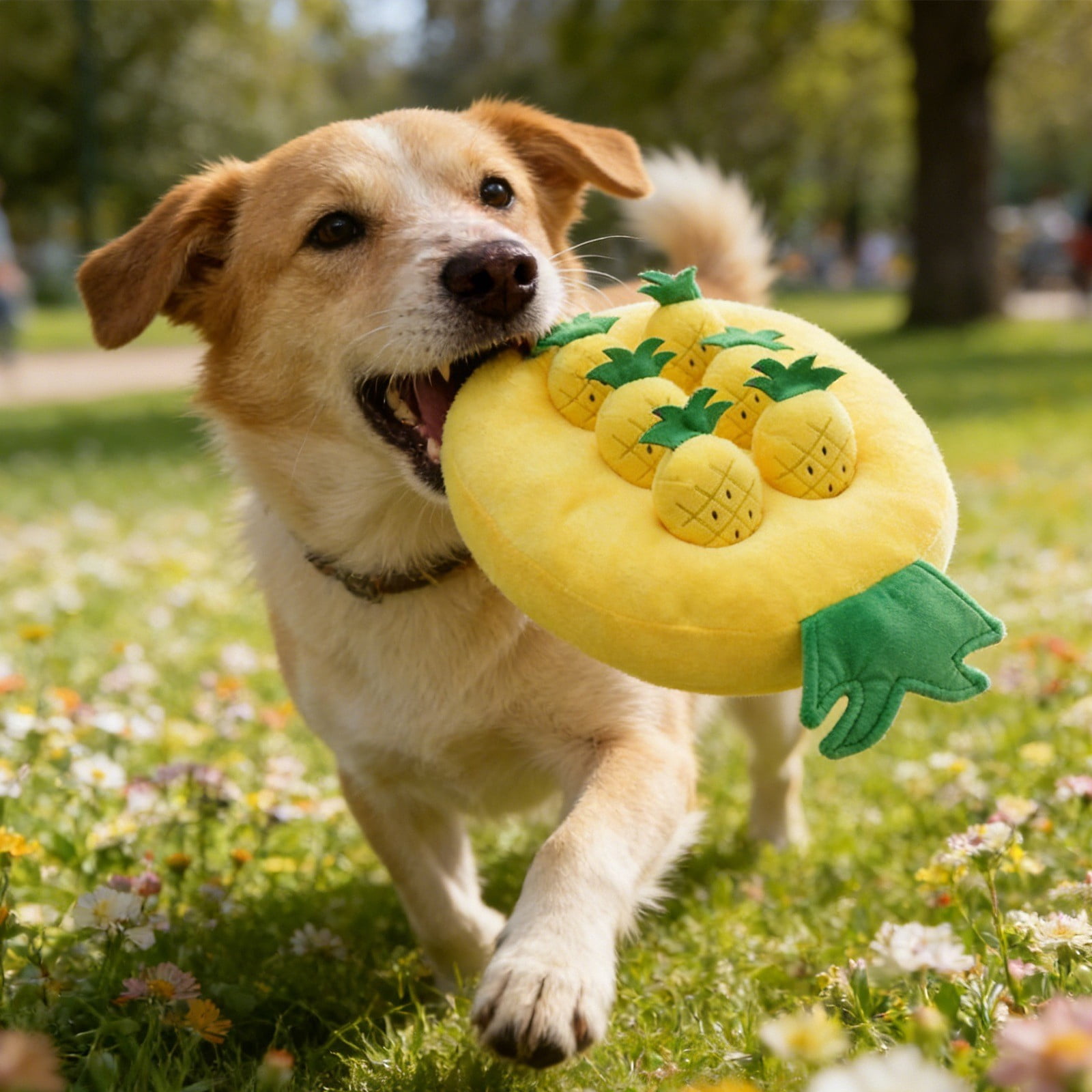 Gytml Vegetable Plush Dog Chew Mat, Interactive Food Dispensing Toy With Pull-Out Design, Durable Foraging Puzzle Mat For Dogs Mental Stimulation & Bonding(Yellow-43X34X5cm)