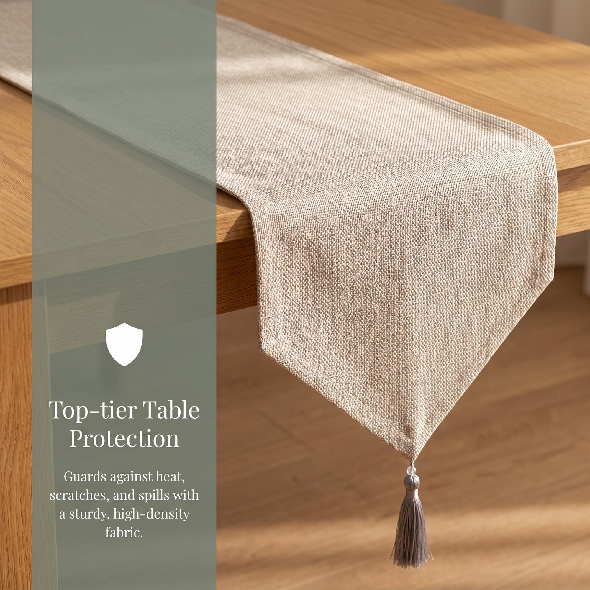 Unique Bargains Long Washable Cotton Table Runner Light Gray 12.6" x 70.9"