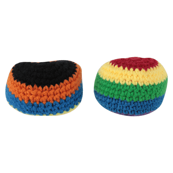 Crochet Footbag 2-Pack – 2.25 x 2 in, 40g Kick Sack Balls for Adults & Kids, Juggling & Stress Relief Toy
