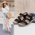 thumbnail image 3 of 2023 Slide Sandals Women Girls Dressy Low Wedge Sandal Summer Beach Cute Slip on Slippers Boho Glitter Open Toe Flat Sandals, 3 of 8