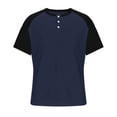 thumbnail image 3 of Mens Henley Shirts Short Raglan Sleeve Button Down Solid T Shirts Summer Lightweight Comfortable Casual Loose Tee Tops, 3 of 6