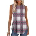 thumbnail image 2 of TKYCMSUAKI Womens Tank Tops Fashion Plaid Round Neck Sleeveless Shirts Comfy Color Block Blouses Summer Loose Fit Casual Tee, 2 of 7