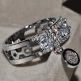 thumbnail image 3 of Grandest Birch Luxury Women Cubic Zirconia Inlaid Round Charm Ring Wedding Party Jewelry Gift Alloy, Rhinestone, CZ Silver, 3 of 8