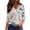 Purple Pink, variant on JoveMarine Women's V-Neck 3/4 Sleeve Floral Print Top Casual Blouse with Slit Hem Spring Fall Fashion Tunic for Daily Wear Weekend Beige L
