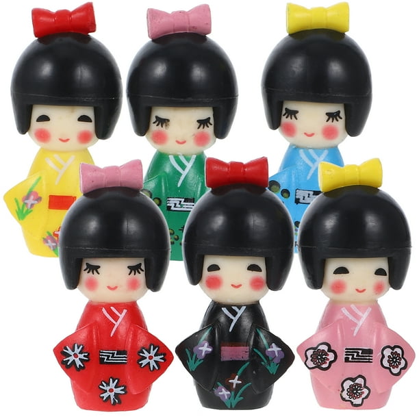 6 unids adorable kimono muñeca hogar estilo kimono muñeca artesanía doméstica