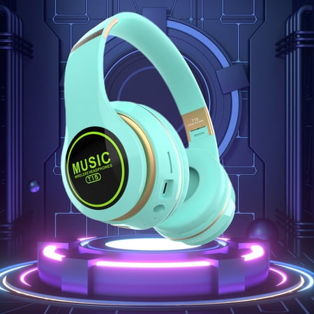 xgfhyjeh Wireless Bluetooth Headphoness Noise Cancelling Over Ear Headphones for Sleep Gaming Running Workout Gym Foldable Lightweight Memory Foam Headset for PC with Led Light