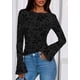 thumbnail image 5 of Blusa para Mujer PRETTYGARDEN Manga Larga Malla Floral Negra XXL, 5 of 8