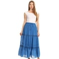 thumbnail image 5 of Sakkas Takara Maxi Broomstick Cascading Peasant Skirt with Elastic Waist - Blue - OS, 5 of 5