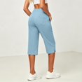 thumbnail image 5 of Textilo Womens Golf Capris Elastic High Waisted Side Slit Stretch Trousers with Pockets Straight Leg Button Pant Golf Yoga Work Lightweight Summer Casual Clothes,Sky Blue M, 5 of 6