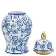 thumbnail image 3 of Modern Ceramic Ginger Jar Vase with Lid - Decorative Vase for Living Room Decor or Bedroom Styling - Elegant Table Accent for Home Decor, Room, Office, or House Display - 15", Blue and White, 3 of 6