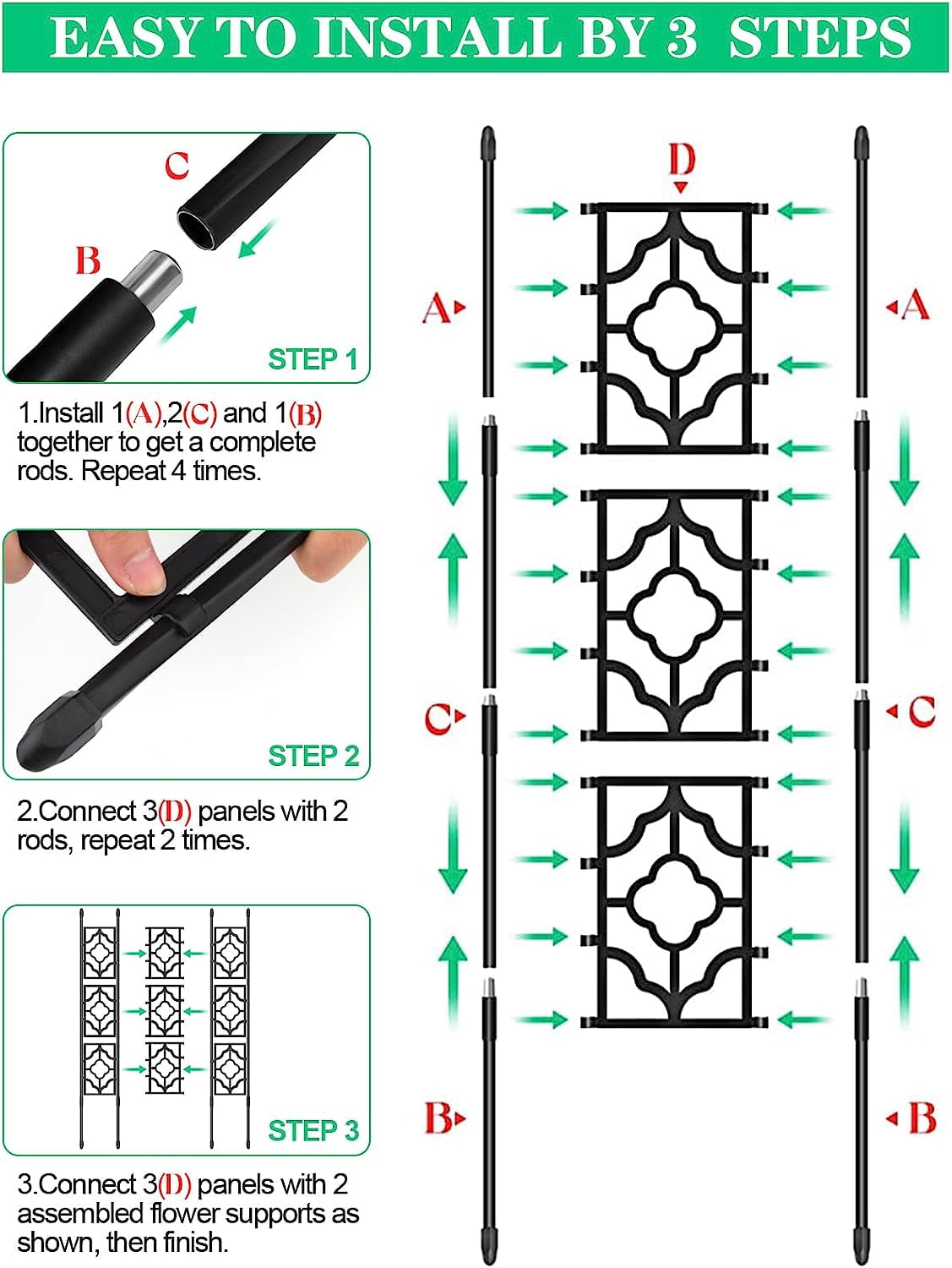 Kalolary Garden Trellis for Climbing Plants, Rustproof Vine Support Frame for Outdoor & Indoor Use, Ideal for Fruits, Vegetables, Flowers, and Potted Plants