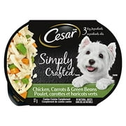 CESAR Simply Crafted Wet Dog Food Chicken, Carrots & Green Beans, 37g Pack of 10