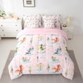 thumbnail image 3 of Feelyou Dreamy Cute Dragon Twin Bedding Sets 7-Piece for Kids, Tree Plant Botanical Bedding Comforter Set, Pink Cartoon Dinosaur Reversible Sheet Sets, Breathable Home Decor, 3 of 9