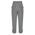 thumbnail image 5 of XAOFW Cargo Pants Women Solid Color Straight Leg Trousers High Waist Comfort Fit Work Pants With Side Pockets Trendy Bottom L, 5 of 5