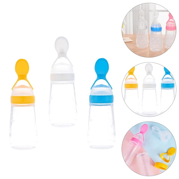 ifundom 3-Pack Silicone Rice Cereal Feeding Bottles with , Easy-Squeeze Design for Baby Food Feeding