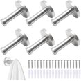 thumbnail image 1 of 6 Pcs Robe Hooks, Bathroom Towel Hook, Screw Coat Hook Brushed Robe Hook Stainless Steel Heavy Duty for Hanger Robe Clothes (Silver), 1 of 5