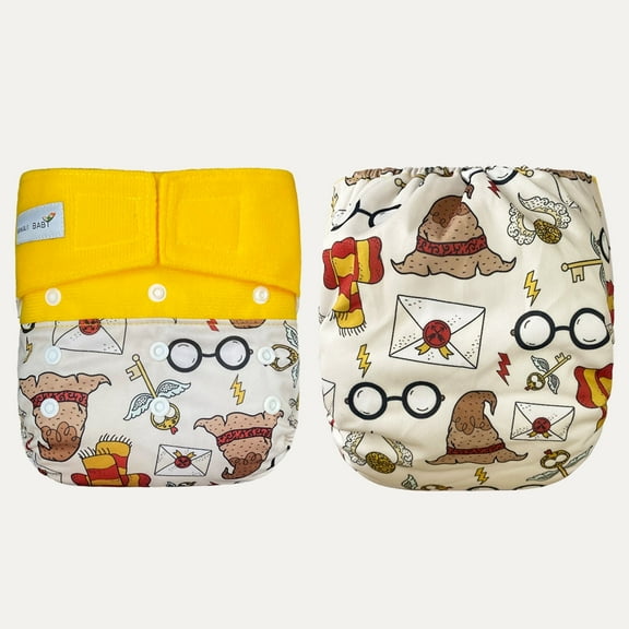 KaWaii Baby HD3 Pocket Cloth Diaper - Reusable with 2 Inserts, Adjustable (8-36 lbs), Daycare & Overnight Use, Witchery Trick Print
