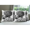thumbnail image 6 of Ambesonne Cartoon Throw Pillow Cover 4 Pack, Teddy Bear Love, 16", Charcoal Grey White, 6 of 7
