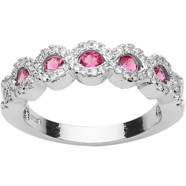 Gemstone Ring Shiny Sparkling Imitate Gemstone Rings Artificial Ruby Emerald Exquisite Rings Wedding Jewelry