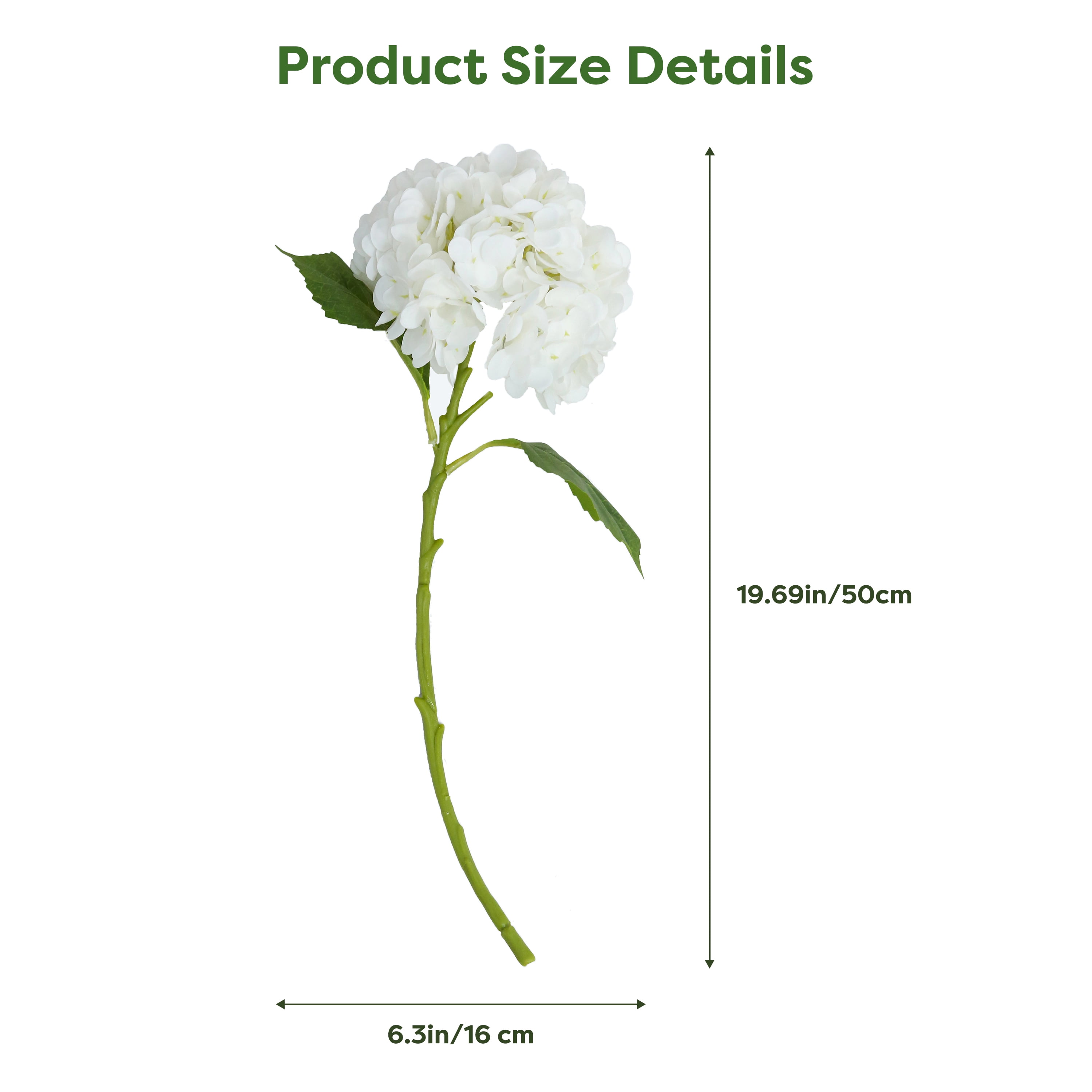 My Texas House Faux Hydrangea Stem, White, 17.75"