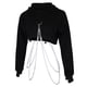 thumbnail image 1 of Sudadera con Capucha Manga Larga Top Corto Transpirable con Cadena , Jersey para , Baile, Discoteca - Negro METRO Salvador Sudaderas con capucha para mujer, 1 of 10