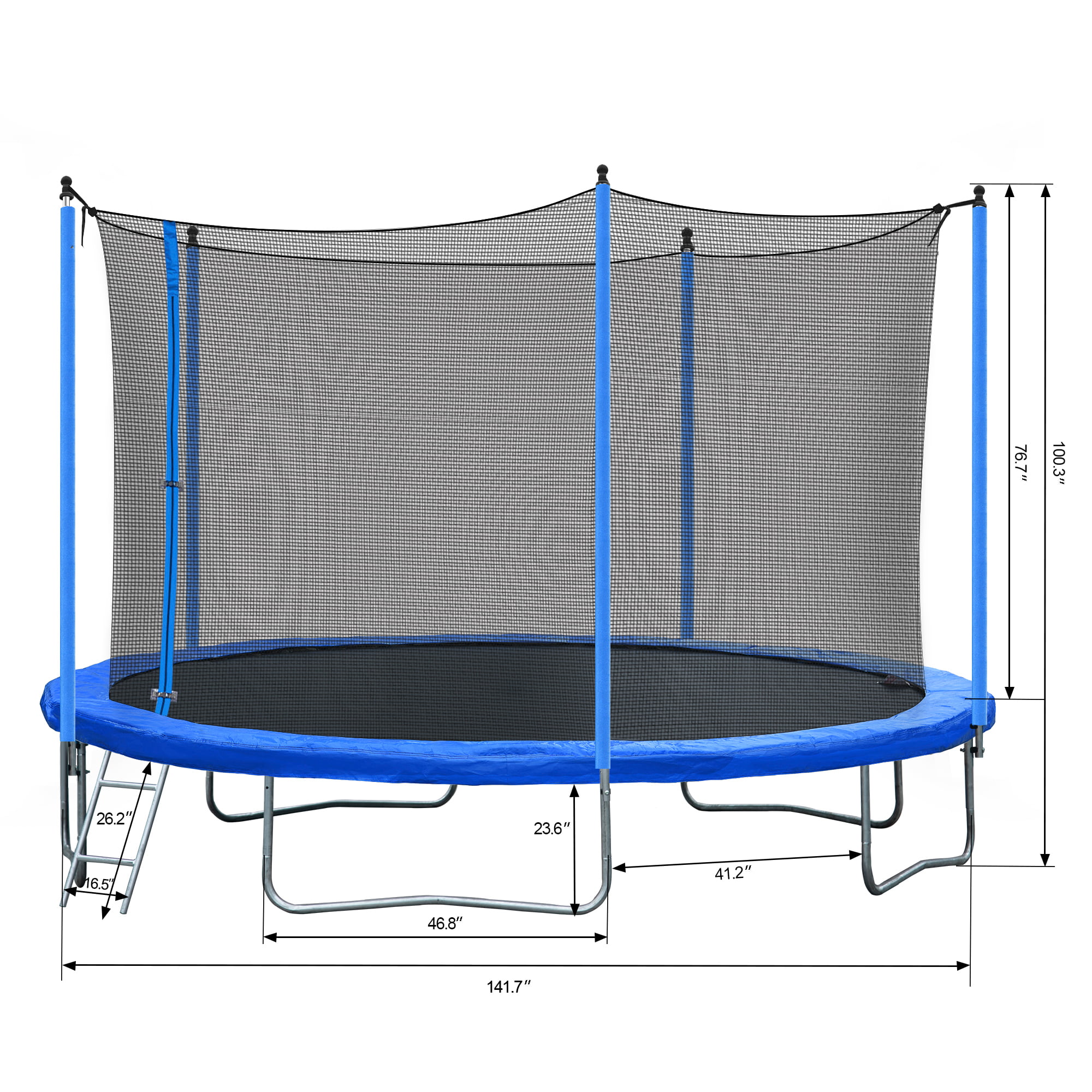 Euroco 12FT Trampoline for Kids, Solid Trampoline with Enclosure and Ladder for Adults and 4-5 Kids, Outdoor Recreation Trampoline, High Duty Safety - image 3 of 10