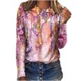 thumbnail image 1 of IROINID en Solde T-shirt à Manches Longues en Polyester pour Femmes Confortable Col Rond Hauts Amples Imprimés T-Shirts Blouse, Rose Vif, 1 of 5