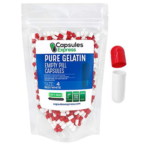 XPRS Nutra Size 4 Empty Capsules 500 Count Colored Empty Gelatin Capsules Capsules Express